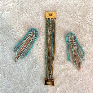 Multicolor Beaded Bracelet and Earrings Set